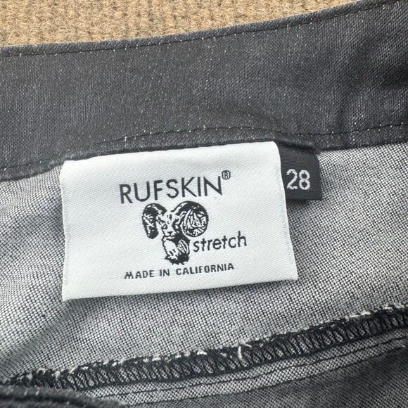Rufskin Coal Waxed Denim Pants Men's 28X29 Black Straight Stretch SnapButton Fly - Picture 8 of 16